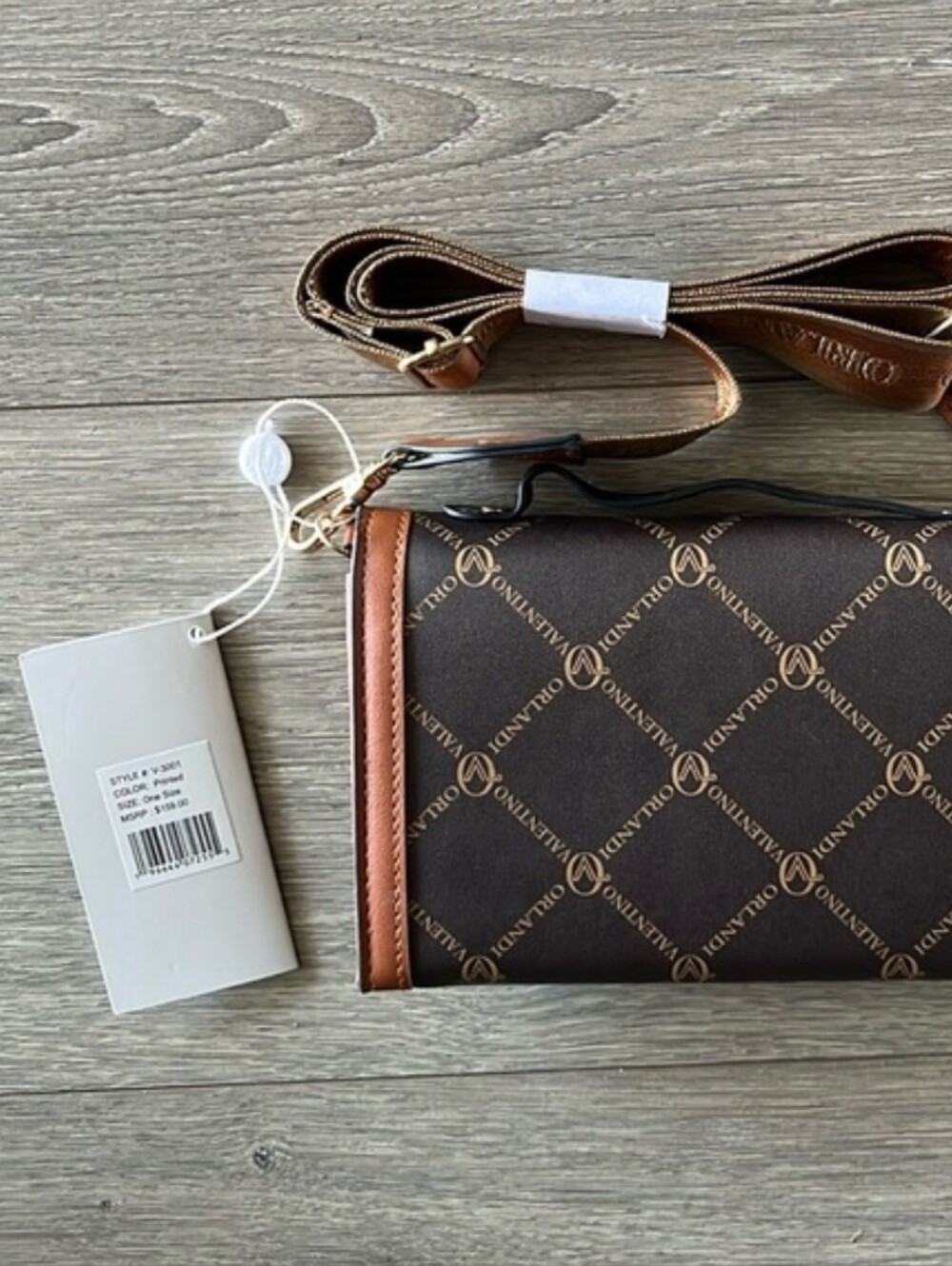 Valentino Orlandi Brown & Tan Logo Crossbody Bag. MSRP $159 NWT. - Picture 4 of 6